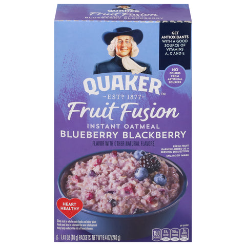 Quaker Fruit Fusion Instant Oatmeal Blueberry Blackberry 8.4 OZ