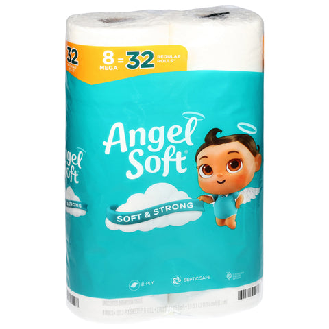 Angel Soft 2-Ply Unscented Bathroom Tissue Mega Rolls 8 ea