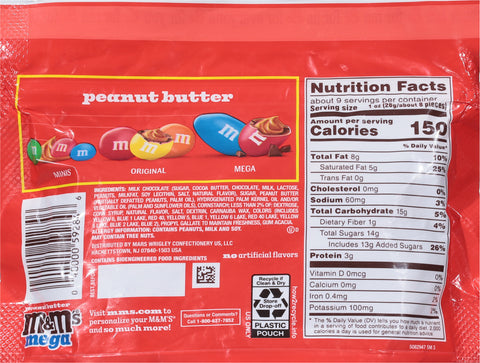 M&M's Peanut Butter Chocolate Candies Mega Sharing Size 8.6 oz