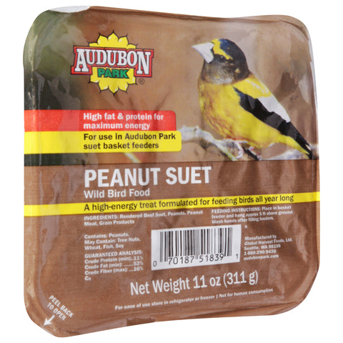Audubon Park Wild Bird Suet Cake Peanut 11 OZ