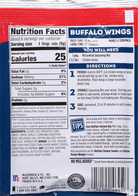 McCormick Seasoning Wing Buffalo Original 1.6 OZ
