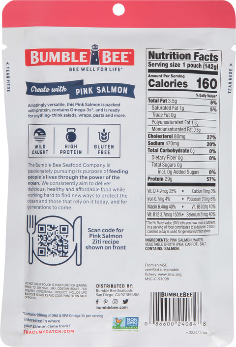 Bumble Bee Salmon Pink Wild Premium Pouch 5 OZ