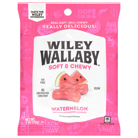 Wiley Wallaby Soft & Chewy Watermelon Licorice 4 oz - 12 Pack