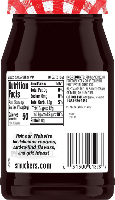 Smucker's Jam Seedless Raspberry 18 OZ