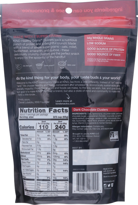 Kind Healthy Grains Dark Chocolate Whole Grain Clusters Granola 11 OZ
