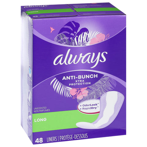 Always Long Anti-Bunch Unscented Liners 48 ea