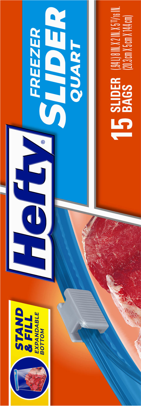 Hefty Slider Freezer Quart Bag 15 CT
