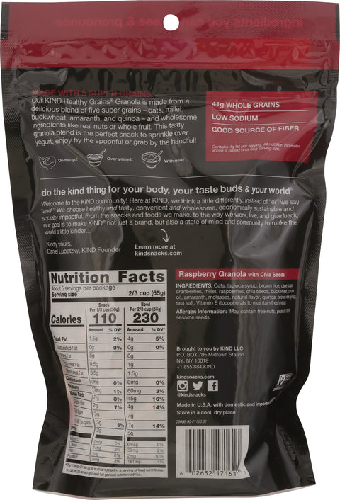 Kind Healthy Grains Raspberry Clusters With Chia Seeds 11 OZ