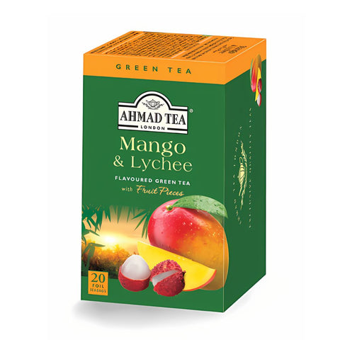 Ahmad Mango & Lychee Green Tea 20 foil tea bags