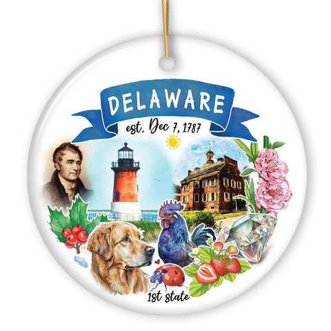 Artistic Delaware State Themes and Landmarks Christmas Ornament