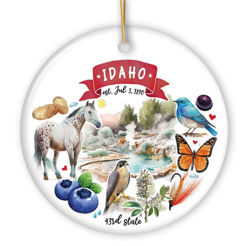 Artistic Idaho State Themes and Landmarks Christmas Ornament