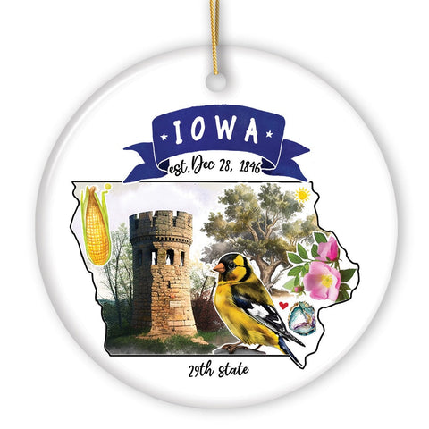 Artistic Iowa State Themes and Landmarks Christmas Ornament