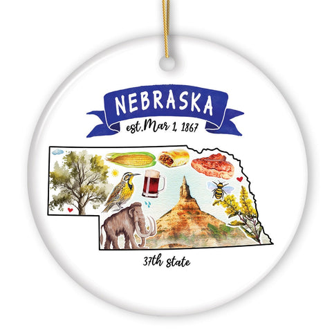 Artistic Nebraska State Themes and Landmarks Christmas Ornament