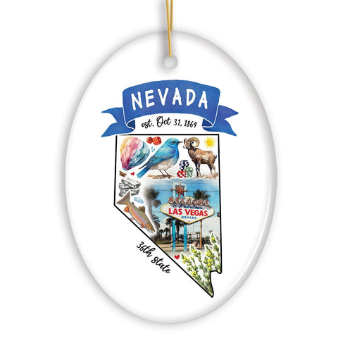 Artistic Nevada State Themes and Landmarks Christmas Ornament