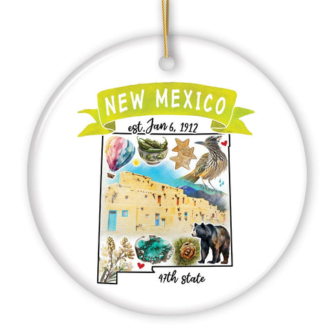 Artistic New Mexico State Themes and Landmarks Christmas Ornament