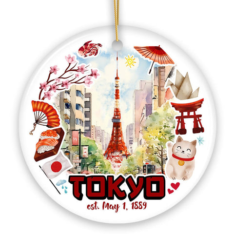 Artistic Tokyo Cultural Heritage Ornament, Japanese Style Timeless Zen Keepsake