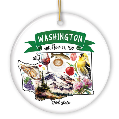 Artistic Washington State Themes and Landmarks Christmas Ornament