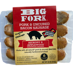 Big Fork Brands Bacon Sausage - Hickory + Applewood (Heat Sensitive - ships within 2 day transit time from zip: 60625) - 12 OZ 8 Pack
