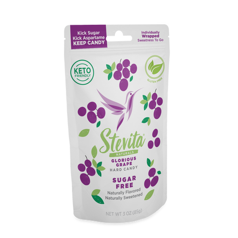 Stevita Naturals Stevita Hard Candy Sugar-Free Glorious Grape Pouch - 3 OZ 6 Pack