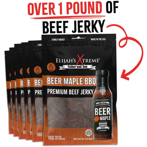 Beer Maple BBQ Beef Jerky - 6 bags (1lb)