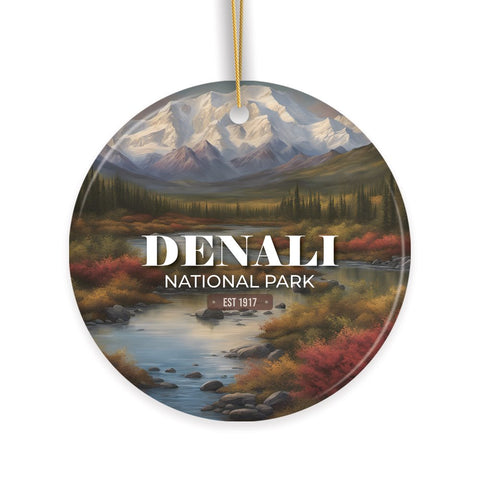 Denali National Park Retro Style Ornament, Alaska USA Tourist Attraction and Gift