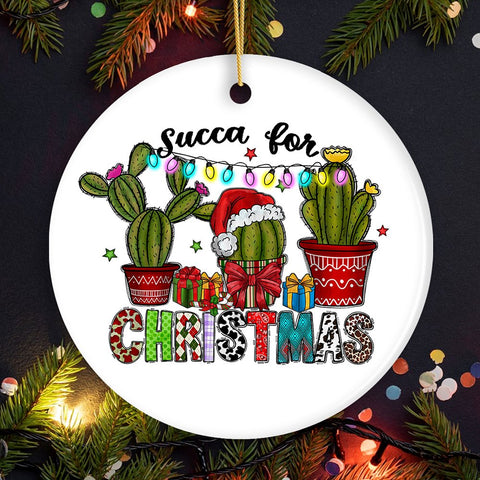 succulent christmas ornaments Cute Succulent Plant Themed Funny Ornament, Succa for Christmas, Cactus Garden Theme| OrnamentallyYou