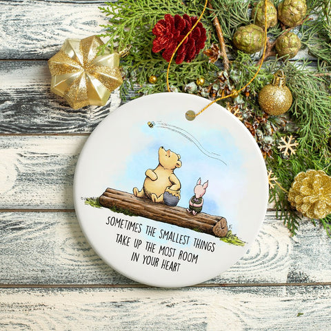 Sentimental Heartwarming Winnie-the-Pooh Quote Ornament, 1926 A.A. Milne Small Things Friendly Tree Decoration