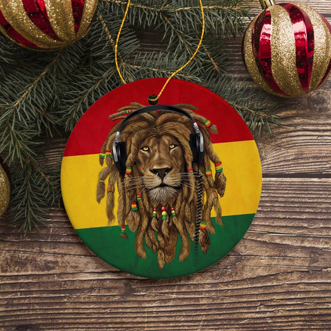 Reggae Lion Ornament, Jamaican Christmas Decoration, Reggae Music Flag
