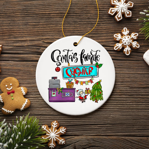 Santa’s Favorite Cashier Christmas Ornament, Appreciation Gift for Clerk
