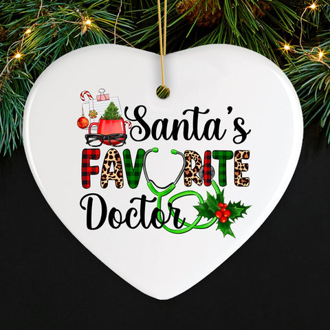 Santa’s Favorite Doctor Christmas Ornament, Appreciation Gift for Medical Worker and Phd