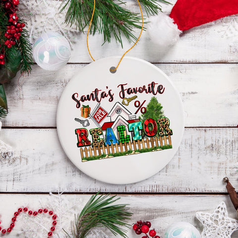 Santa’s Favorite Realtor Christmas Ornament, Real Estate Agent Gift