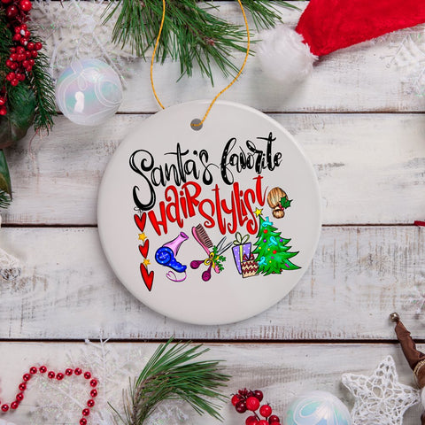Santa’s Favorite Hairstylist Christmas Ornament, Hairdresser Appreciation Gift Idea
