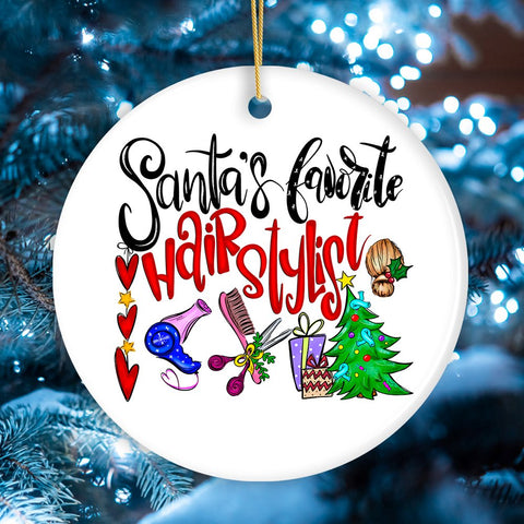 Santa’s Favorite Hairstylist Christmas Ornament, Hairdresser Appreciation Gift Idea