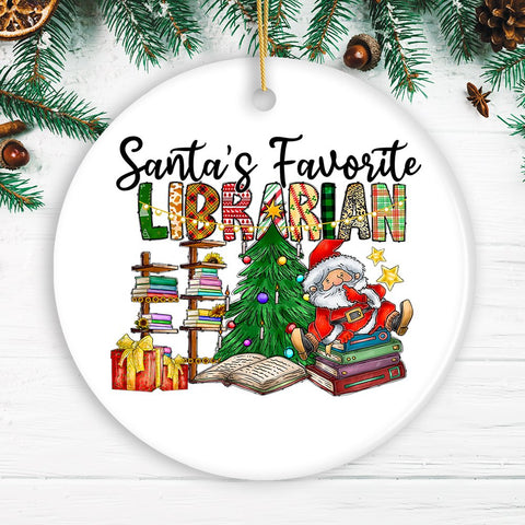 Santa’s Favorite Librarian Christmas Ornament, Fun Library Gift