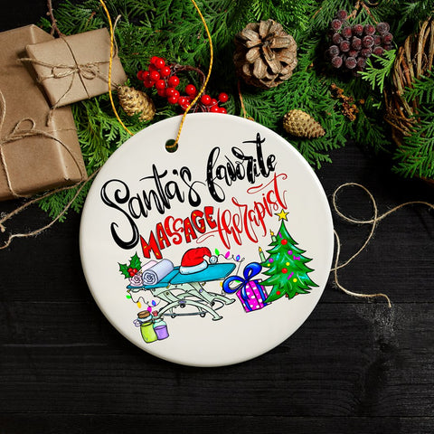 Santa’s Favorite Massage Therapist Christmas Ornament, Appreciation Gift
