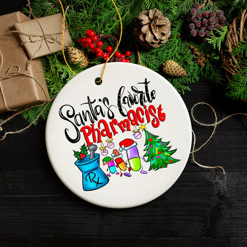 Santa’s Favorite Pharmacist Christmas Ornament, Pharmacy Appreciation Gift