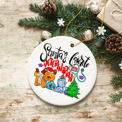 Santa’s Favorite Veterinarian Christmas Ornament, Veterinary Holiday Appreciation Gift