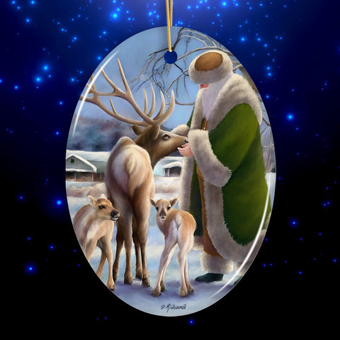 Santa's Reindeer Farm Christmas Ornament