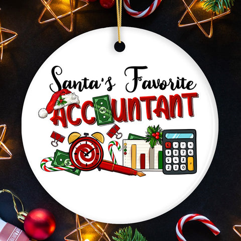 Santas Favorite Accountant Christmas Ornament, Tax Bookkeeper and CPA Gift