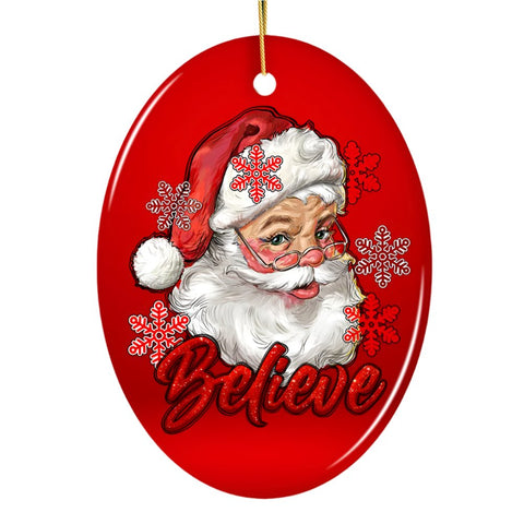 Vintage Believe Santa Christmas Ornament