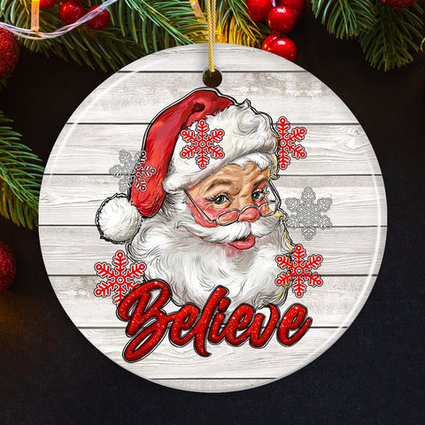 Vintage Believe Santa Christmas Ornament