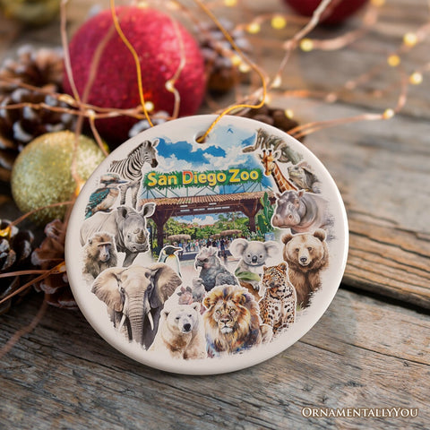 Artistic San Diego Zoo Classic Handcrafted Ornament, California State Ceramic Souvenir and Tree Decor
