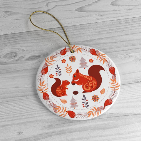 Folk Squirrel Ornament, Ethnic Nature in Fall Christmas Decoration