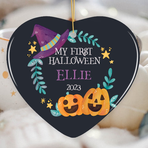 Cute & Colorful Pumpkin Personalized Ornament, Fun Halloween Children Custom Gift