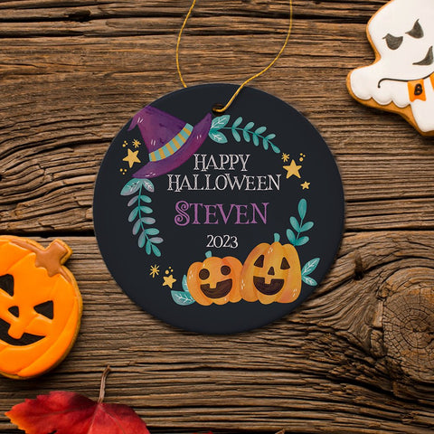Cute & Colorful Pumpkin Personalized Ornament, Fun Halloween Children Custom Gift