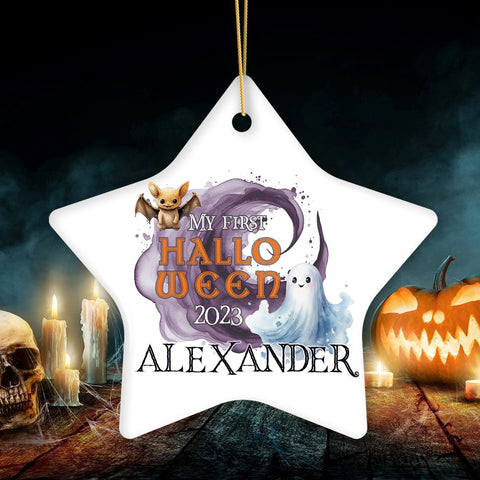 Fun & Spooky First Halloween Personalized Ornament, Cute Ghost Baby Custom Gift