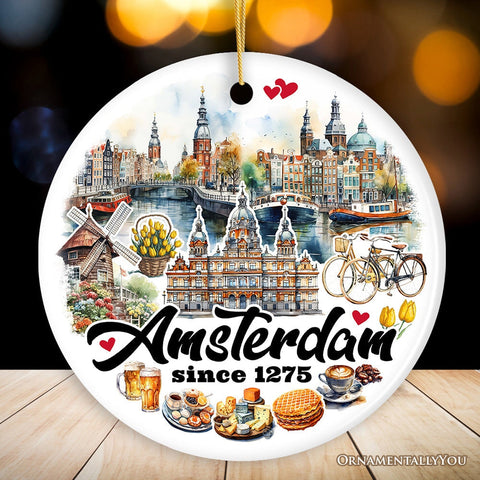 Artistic Amsterdam Landmarks and Heritage Christmas Ornament, Cultural Netherlands Gift and Keepsake