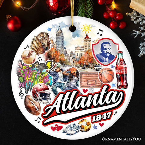 Artistic Canvas of Atlanta Ceramic Ornament, Vintage Georgia Cultural Souvenir and Gift