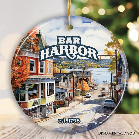 Charming Bar Harbor Street Ornament and Holiday Decoration, Maine Keepsake and Present
