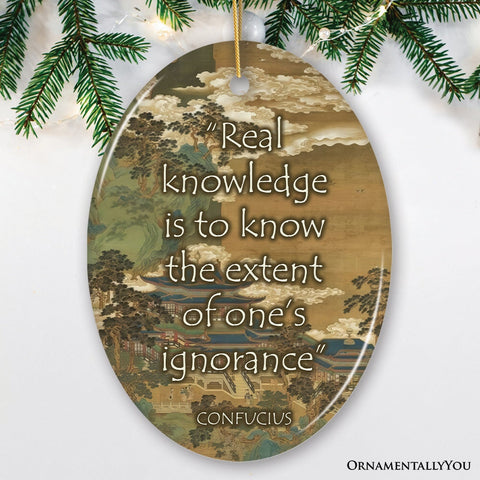 Confucius Wisdom on Ignorance Ceramic Ornament, Self Reflection Quote Decor And Gift
